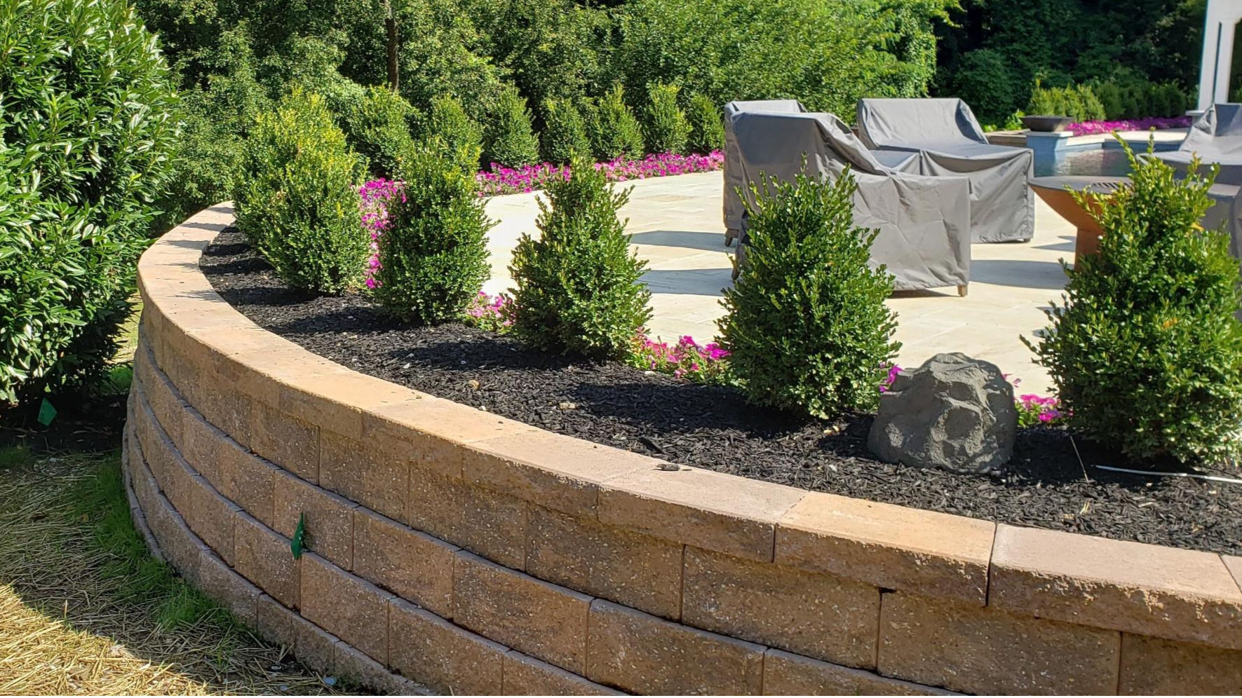 Segmental Retaining Wall Segmental retaining wall for new swimming pool and pool deck in Lower Merion Township, Montgomery County, PA. Alta provided Civil Engineering & Land Development, Structural Engineering, Land Survey, Plumbing Design, Permitting, and Construction Inspection & Testing services for this project. Concept and construction by Platinum Pools, Inc.